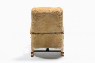 Art Deco Bentwood Lounge Chairs in New Golden Palomino Sheepskin Hides c 1930