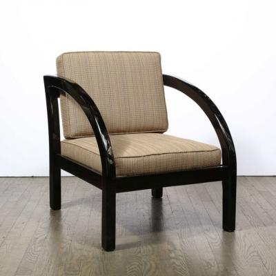 Art Deco Black Lacquer Streamlined Armchair by Modernage Furniture Company