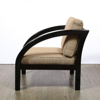 Art Deco Black Lacquer Streamlined Armchair by Modernage Furniture Company