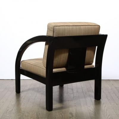 Art Deco Black Lacquer Streamlined Armchair by Modernage Furniture Company