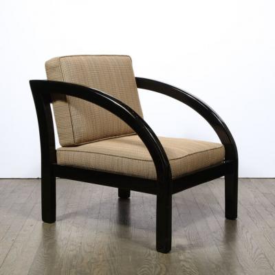 Art Deco Black Lacquer Streamlined Armchair by Modernage Furniture Company