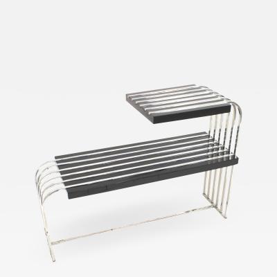 Art Deco Black Lacquered and Chrome 2 Tier End Table