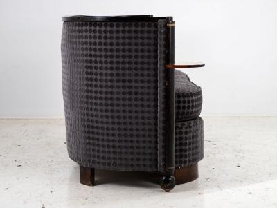 Art Deco Blue Velvet Sofa with Attached Lucite Drinks Tables France 1930s