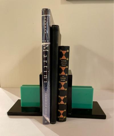 Art Deco Bookends in Black and Green Vitrolite