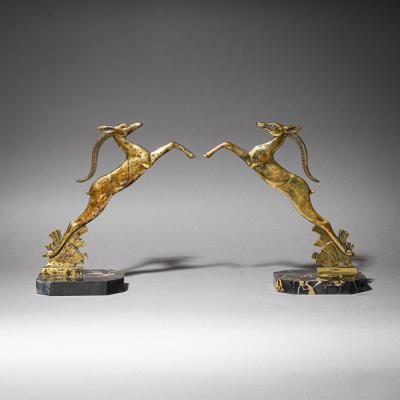 Art Deco Bookends with Gazelles 