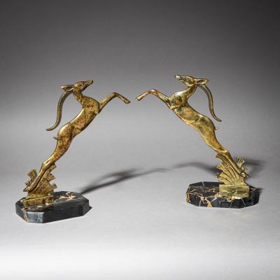 Art Deco Bookends with Gazelles 