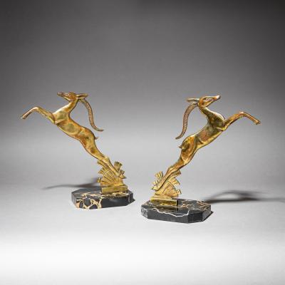 Art Deco Bookends with Gazelles 