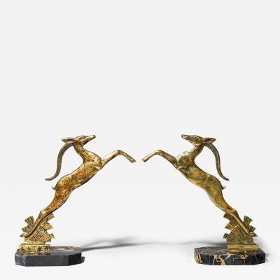 Art Deco Bookends with Gazelles 