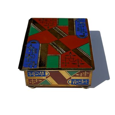 Art Deco Brass and Enamel Cigarette Box Austrian Circa 1920