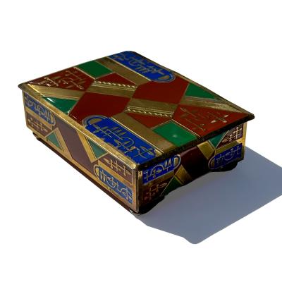Art Deco Brass and Enamel Cigarette Box Austrian Circa 1920