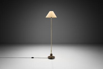Art Deco Brass and Hardwood Floor Lamp Europe 1930s