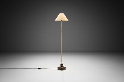 Art Deco Brass and Hardwood Floor Lamp Europe 1930s
