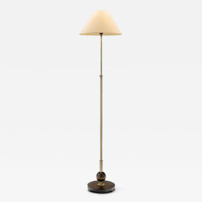 Art Deco Brass and Hardwood Floor Lamp Europe 1930s