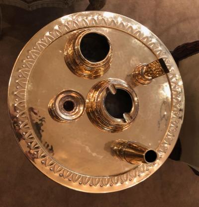 Art Deco Brass and Wood Smoking Table Germany