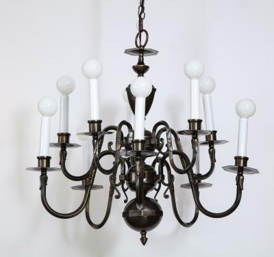 Art Deco Bronze 12 Arm Chandelier