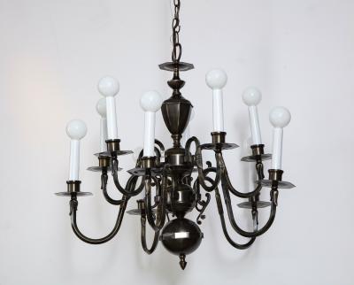Art Deco Bronze 12 Arm Chandelier