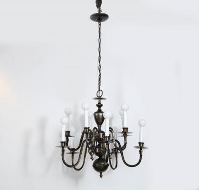 Art Deco Bronze 12 Arm Chandelier