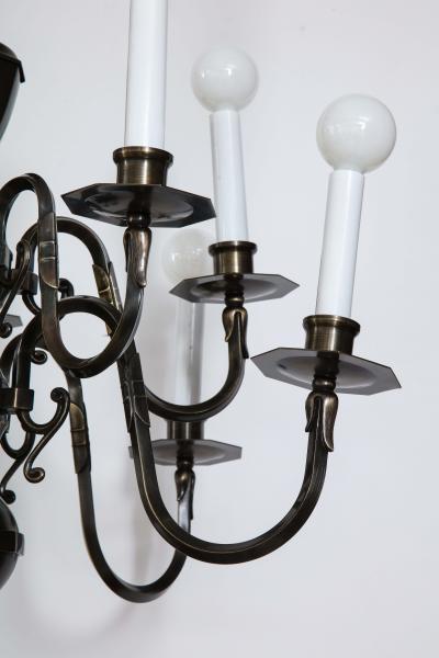 Art Deco Bronze 12 Arm Chandelier