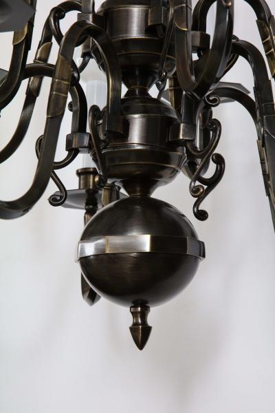 Art Deco Bronze 12 Arm Chandelier
