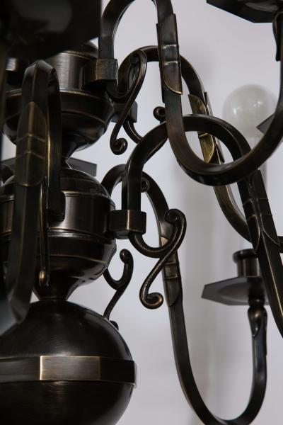 Art Deco Bronze 12 Arm Chandelier