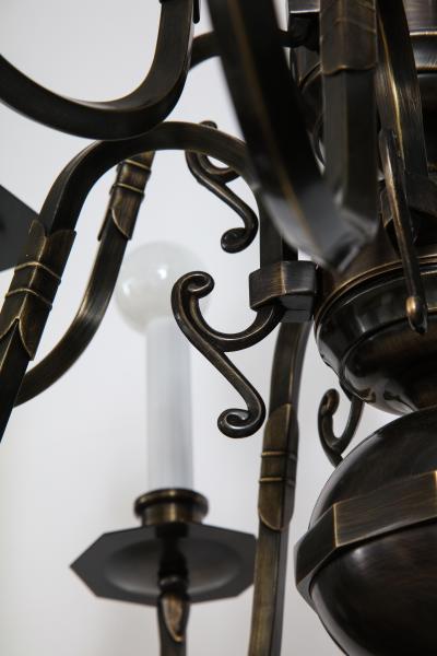 Art Deco Bronze 12 Arm Chandelier