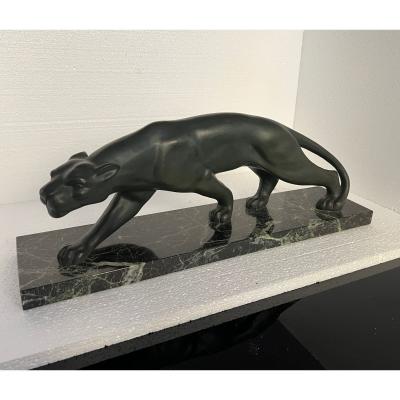 Art Deco Bronze Panther Signed Secondo France circa 1930