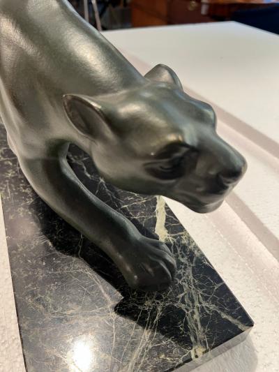 Art Deco Bronze Panther Signed Secondo France circa 1930