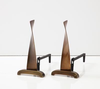 Art Deco Bronze Propeller Andirons