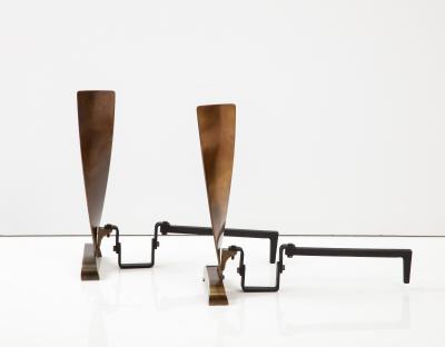 Art Deco Bronze Propeller Andirons