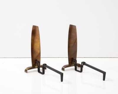 Art Deco Bronze Propeller Andirons