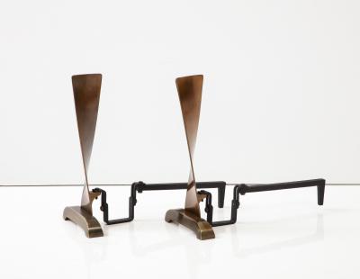 Art Deco Bronze Propeller Andirons