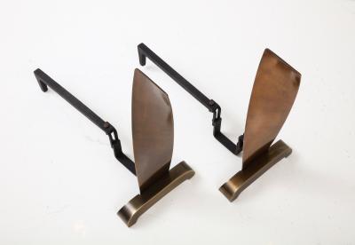 Art Deco Bronze Propeller Andirons