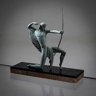 Art Deco Bronze Sculpture of an Archer by Michel Decoux 1837 1924 France 