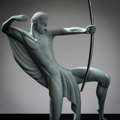 Art Deco Bronze Sculpture of an Archer by Michel Decoux 1837 1924 France 