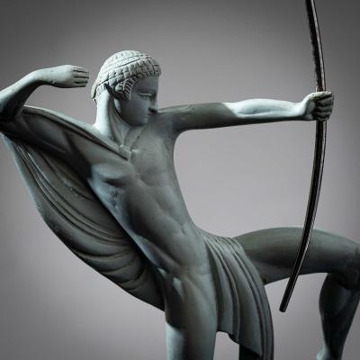 Art Deco Bronze Sculpture of an Archer by Michel Decoux 1837 1924 France 