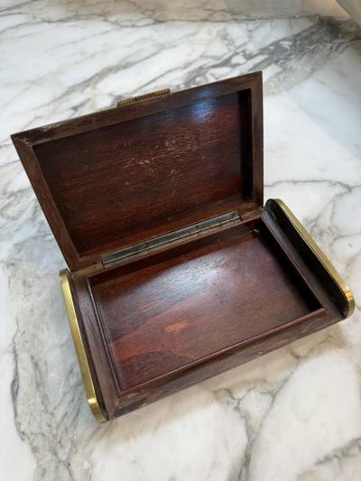 Art Deco Burl Wood and Brass Cigarette Case