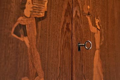 Art Deco Cabinet in Birch with Illustrative Details Europe 1930s