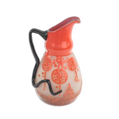 Art Deco Cameo Cut Back Art Glass Water Pitcher