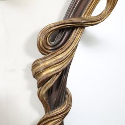 Art Deco Carved Sculptural Flapper Mirror in Limewood Plaster Appliques Gilt