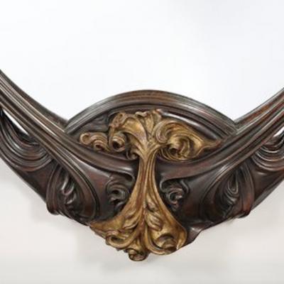 Art Deco Carved Sculptural Flapper Mirror in Limewood Plaster Appliques Gilt