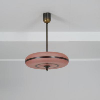 Art Deco Ceiling Pendant with Pink Glass Germany Early Twentieth Century