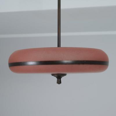 Art Deco Ceiling Pendant with Pink Glass Germany Early Twentieth Century