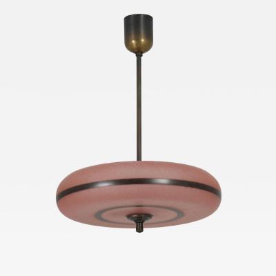 Art Deco Ceiling Pendant with Pink Glass Germany Early Twentieth Century