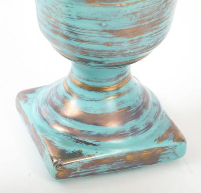 Art Deco Ceramic Gold Washed Turquoise Cache Pots