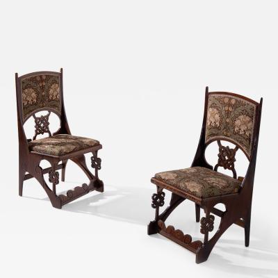 Art Deco Chairs Wood and Floral Fabric