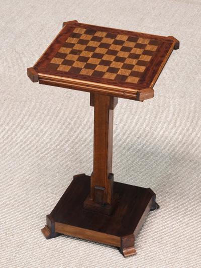 Art Deco Chess Side Table in Oak with Checkerboard Top Netherlands 1930s