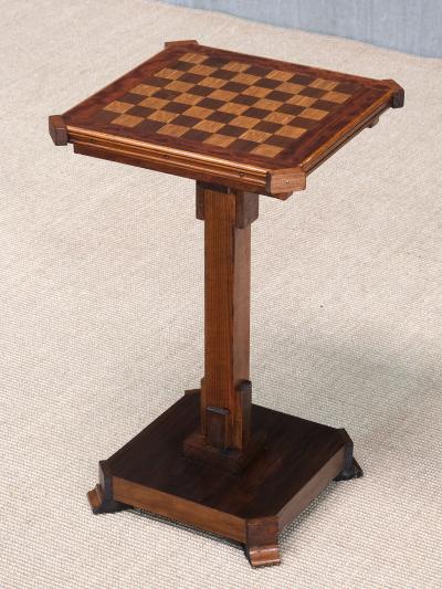 Art Deco Chess Side Table in Oak with Checkerboard Top Netherlands 1930s