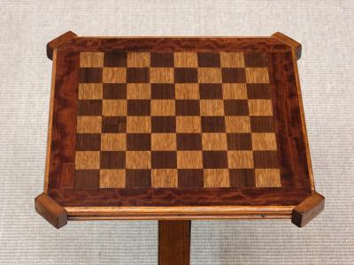 Art Deco Chess Side Table in Oak with Checkerboard Top Netherlands 1930s