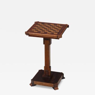 Art Deco Chess Side Table in Oak with Checkerboard Top Netherlands 1930s