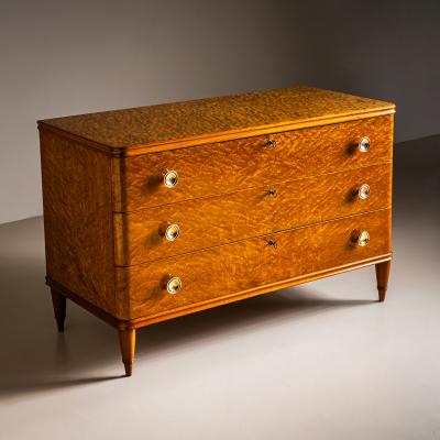 Art Deco Chest of Drawers with Birch Burl Veneer Probably Sweden 1930 40s